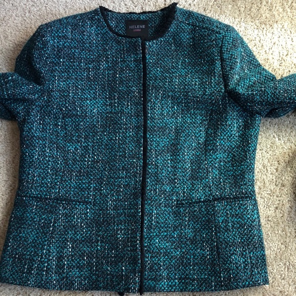 Helene Bergman Cotton Wool Twill green blazer jacket XL botton - Picture 9 of 9